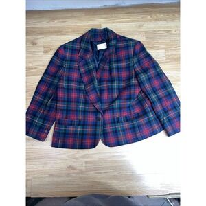 Vintage Pendleton Virgin Wool Plaid Blazer Coat Women's 18‎ Red, Green and Blue